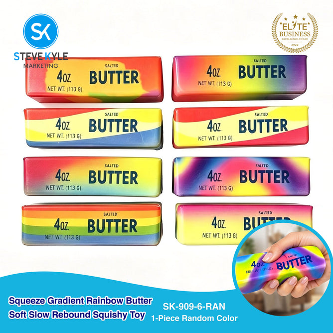 Steve Kyle Gradient Rainbow Butter Cheese Squishy Toy Soft Slow Rebound Fidget Squeeze Toy