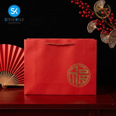 Steve Kyle Chinese Style Red Paper Bag for Holiday Gifts and Special Occasions