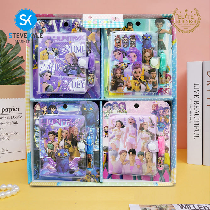 Steve Kyle Colorful Girl Group Theme Mini Notebook Journal Collection With Clip Pen For Party Giveaway Classroom Supplies