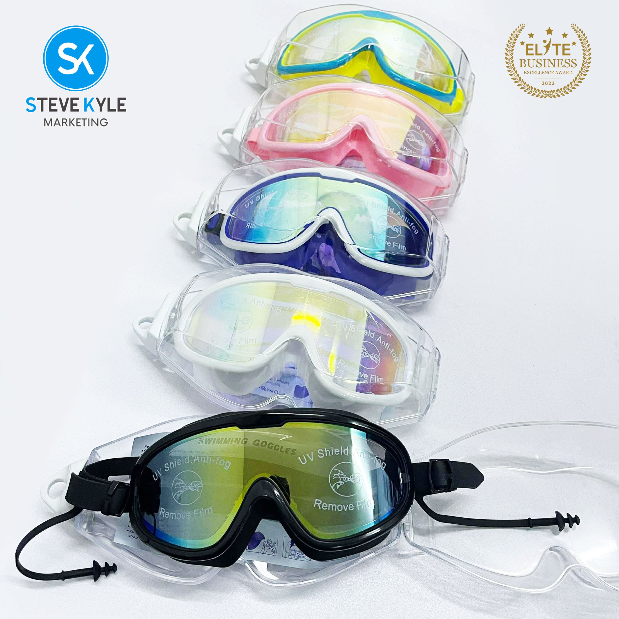 Steve Integrated Steve Kyle Large Frame Mirror With Integrated Earplugs Anti-Fog Swimmi ...