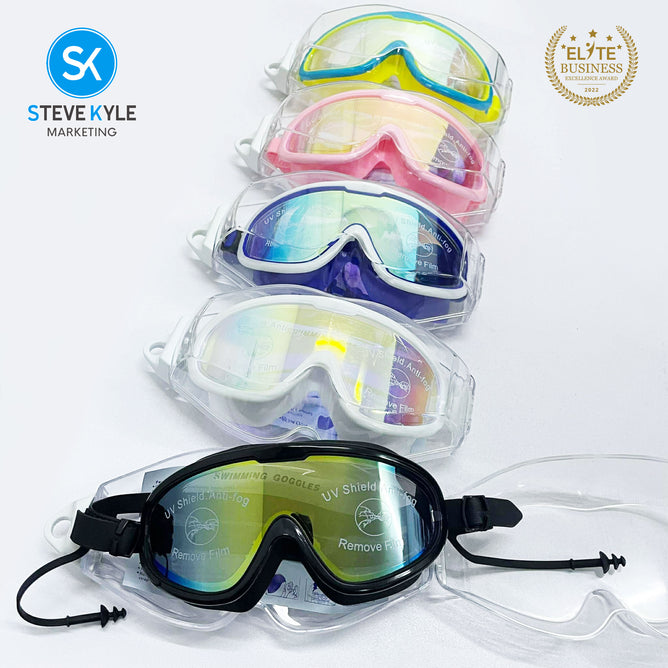 Steve Kyle Large Frame Mirror With Integrated Earplugs Anti-Fog Swimming Goggles