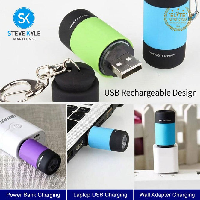 Steve Kyle Waterproof Rechargeable Portable Emergency Flashlight Mini Flashlight for Outdoor Camping and Travel Use