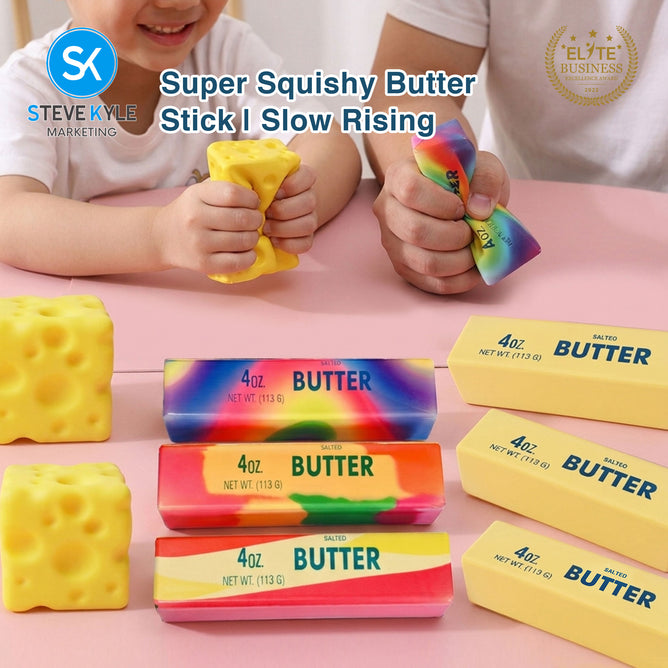 Steve Kyle Gradient Rainbow Butter Cheese Squishy Toy Soft Slow Rebound Fidget Squeeze Toy