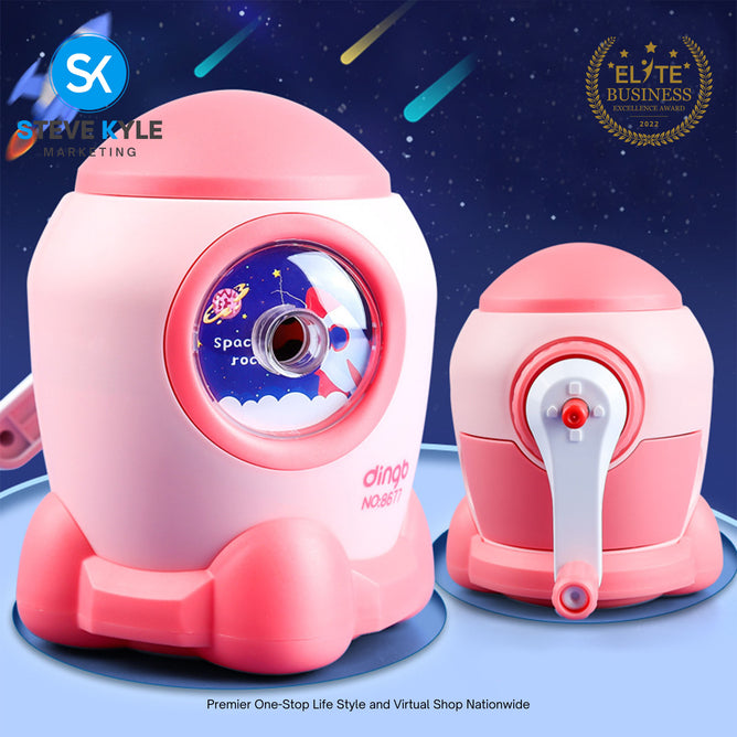 Rocket Space Astronaut Pencil Sharpener Plastic Hand Operated Children's Stationery