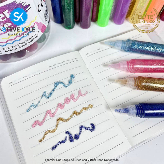30PCS Non-Toxic Glitters Glue Stationery School Supplies for Kids