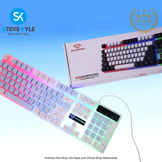 K730 Luminous Wired Gaming Keyboard Divipard For Computer Laptop