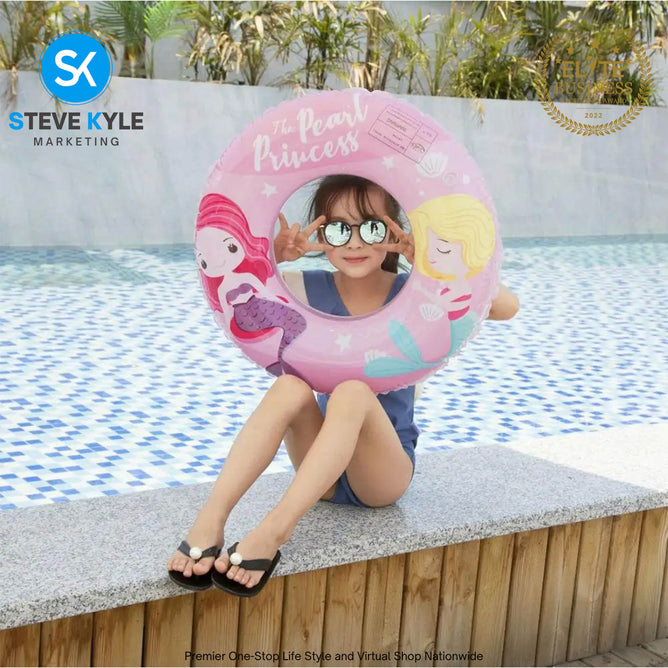 Inflatable Mermaid Baby Shark Swim Ring Floater for Kids and Young Adult Boys and Girls
