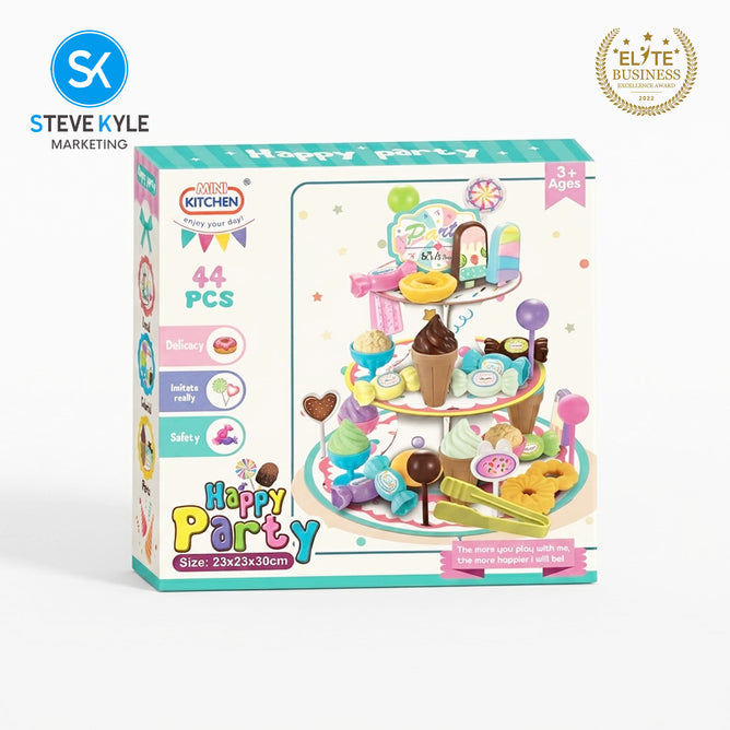 Steve Kyle Kids Pretend Play Dessert Stand Toy Set with Ice Cream Candy Donuts Popsicles