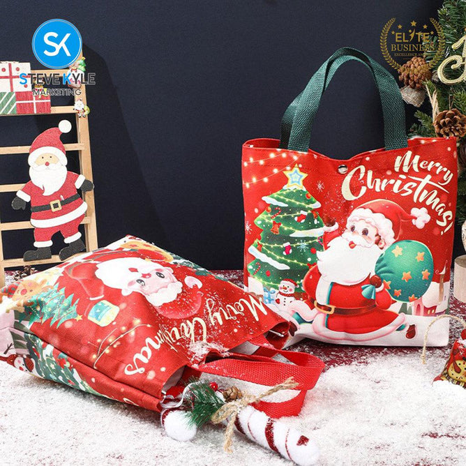 Steve Kyle Soft Fabric Christmas Gift Bag with Santa Tree Design