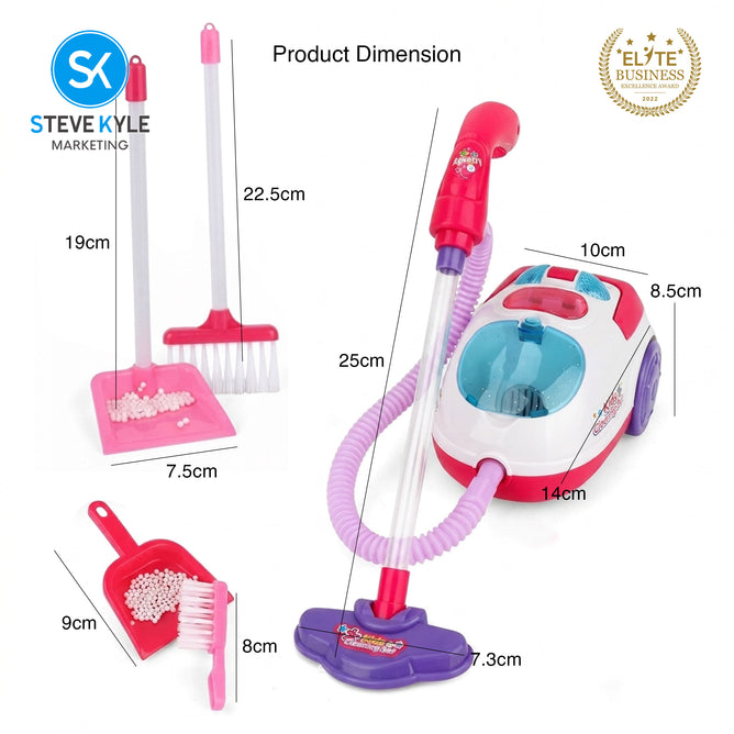 Steve Kyle Interactive Kids Vacuum Cleaner Toy with Cleaning Accessories Play Set