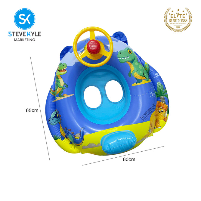 Steve Kyle Inflatable Baby Seat Float With Steering Wheel Adorable Cartoon Fun Swimming Boat