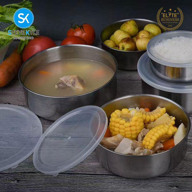 Steve Kyle Five Pieces Modern Food Warmer Set With Inner Lid Heatable Kitchen Storage Bowls