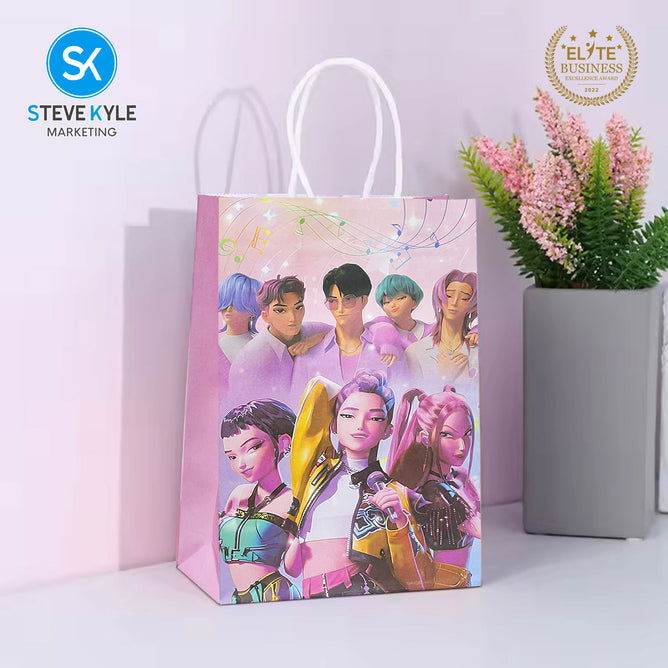 Steve Kyle Twelve Pieces Goody Treat Candy Hand-held Bag Girl Group Theme Paper Bag For Birthday Gift Party Supplies