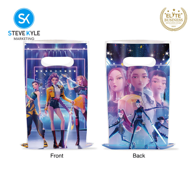 Steve Kyle Ten Pieces Colorful Girl Group Theme Plastic Loot Goodie Candy Bags For Kids Birthday Gift Party Supplies
