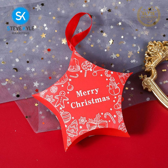 Steve Kyle 10-Piece Star-Shaped Christmas Paper Box with Ribbon for Holiday Gifts Party Giveaways