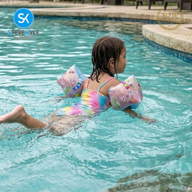 Steve Kyle Inflatable Arm Band Lovable Characters Print 24cm Floaties For Swimming Outdoor Fun