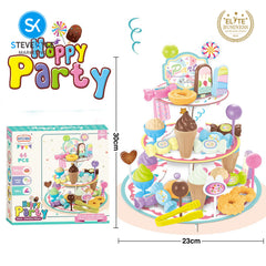 Steve Kyle Kids Pretend Play Dessert Stand Toy Set with Ice Cream Candy Donuts Popsicles