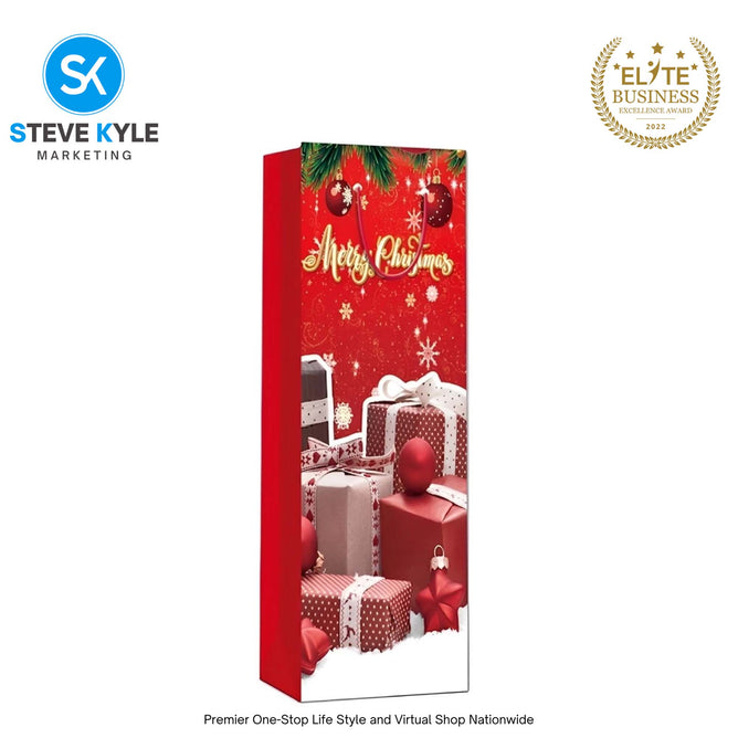 Steve Kyle Rectangular Christmas Wine Gift Bags Hard Paper Flat Tote Bag Decorative Promotions Celebration