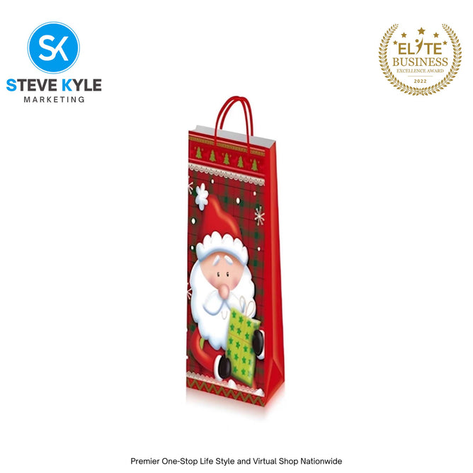 Steve Kyle Rectangular Christmas Wine Gift Bags Hard Paper Flat Tote Bag Decorative Promotions Celebration
