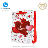 Valentines Day Gift Bag Love Bear - Floral Design Couple Gift Packaging Bag Paper Bag