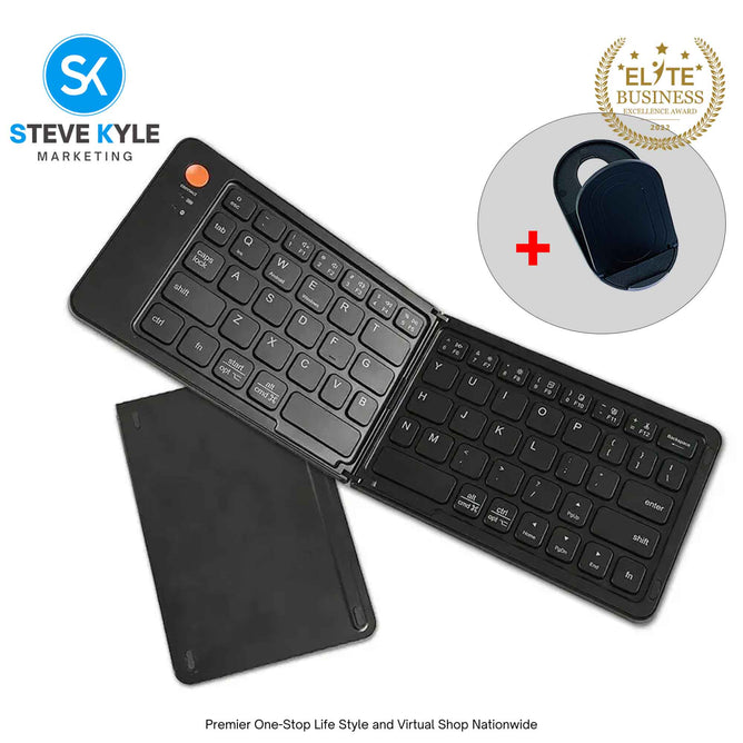 UltraSlim Foldable Keyboard Rechargeable Bluetooth Silent Typing for iOS Android Windows