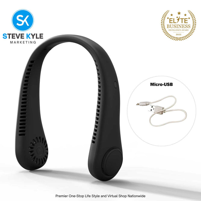 Rechargeable Portable Bladeless Neck Hanging Fan Built in 4000 mAh Battery Air Cooling Fan