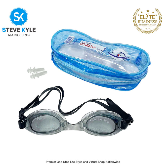 Swim Anti-fog Goggles Adjustable for Kids and Adults with 1 Pair Earplugs & Pouch Case