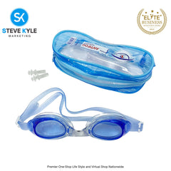 Swim Anti-fog Goggles Adjustable for Kids and Adults with 1 Pair Earplugs & Pouch Case