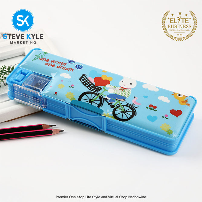 Double Sided Opening Magnetic Pencil Case for Kids Children Pencil case with Sharpener