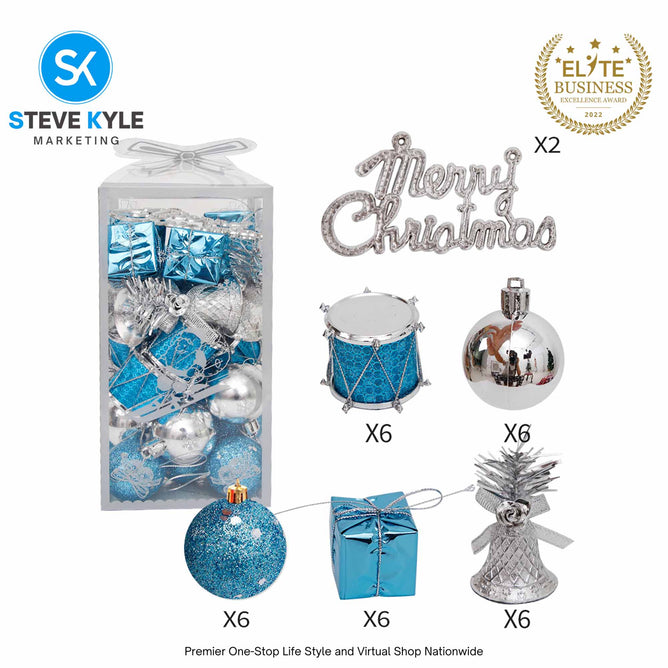 Christmas Tree Decorations Set Hanging Ball Ornaments, Drum Bell, Pendants Box