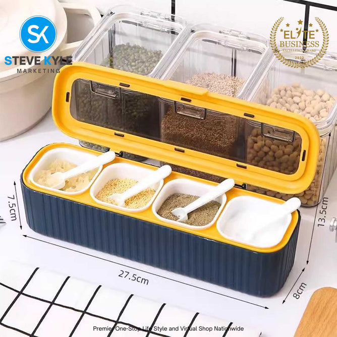 4in1 Seasoning Jar Kitchen Glass Seasoning Bottle and Jar Set