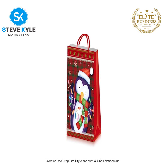 Steve Kyle Rectangular Christmas Wine Gift Bags Hard Paper Flat Tote Bag Decorative Promotions Celebration