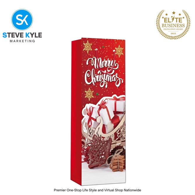 Steve Kyle Rectangular Christmas Wine Gift Bags Hard Paper Flat Tote Bag Decorative Promotions Celebration
