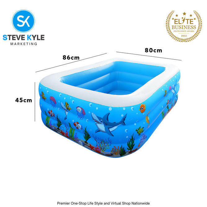Inflatable Three Layer Outdoor Kiddie Pool Rectangular Swimming Pool