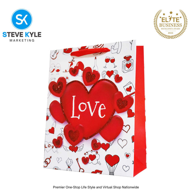 Valentines Day Gift Bag Love Bear - Floral Design Couple Gift Packaging Bag Paper Bag