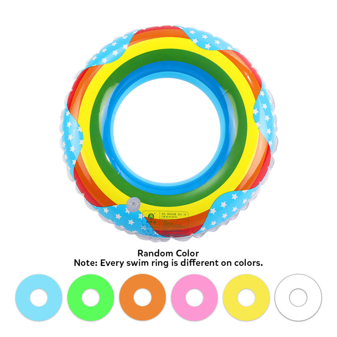Summer Inflatable Swimming Ring Rainbow Printed Design for Kids & Adult