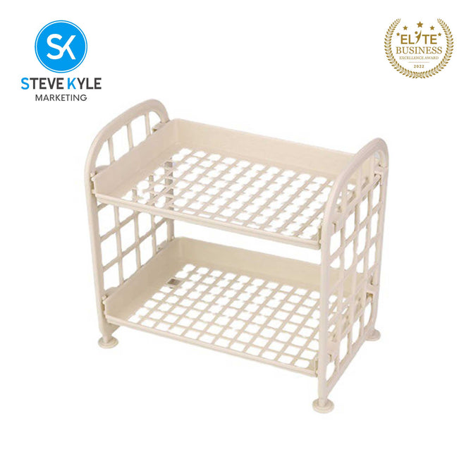 Double Layer Organizer Storage Rack Hollow Shelf Plastic Cosmetics 2 Tier Shelf Holder