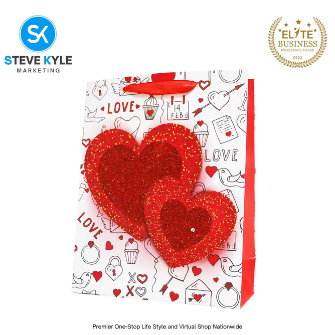 Valentines Day Gift Bag Love Bear - Floral Design Couple Gift Packaging Bag Paper Bag