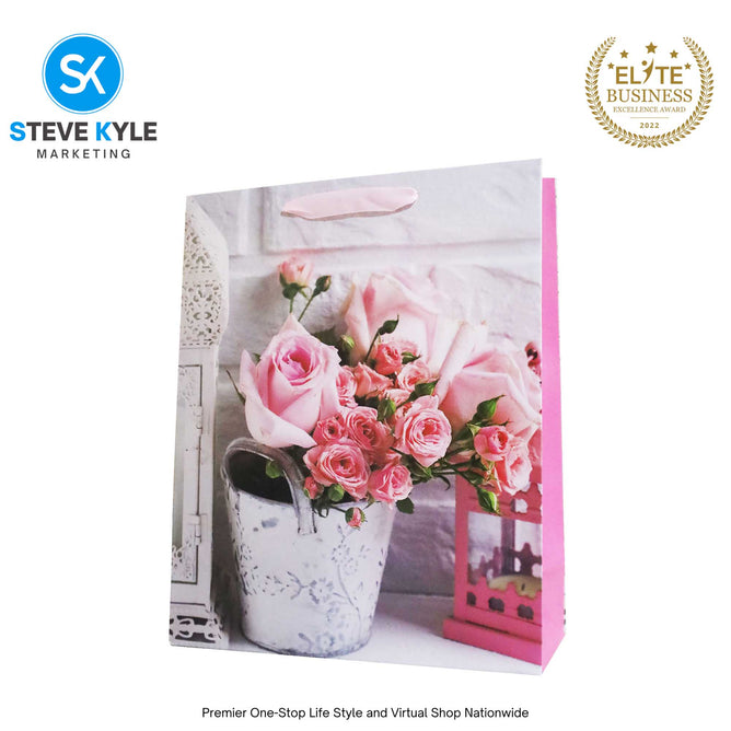 Valentines Day Gift Bag Love Bear - Floral Design Couple Gift Packaging Bag Paper Bag