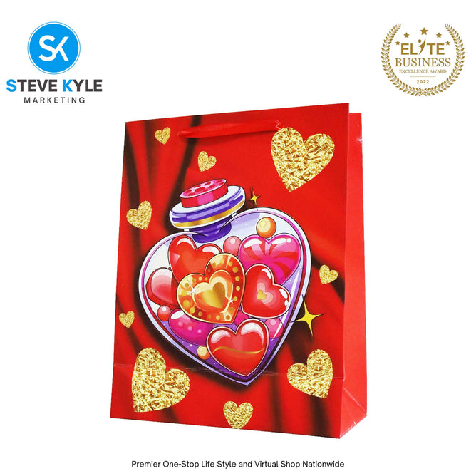 Valentines Day Gift Bag Love Bear - Floral Design Couple Gift Packaging Bag Paper Bag