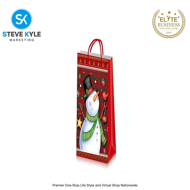 Steve Kyle Rectangular Christmas Wine Gift Bags Hard Paper Flat Tote Bag Decorative Promotions Celebration