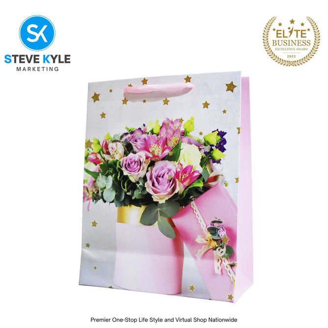 Valentines Day Gift Bag Love Bear - Floral Design Couple Gift Packaging Bag Paper Bag