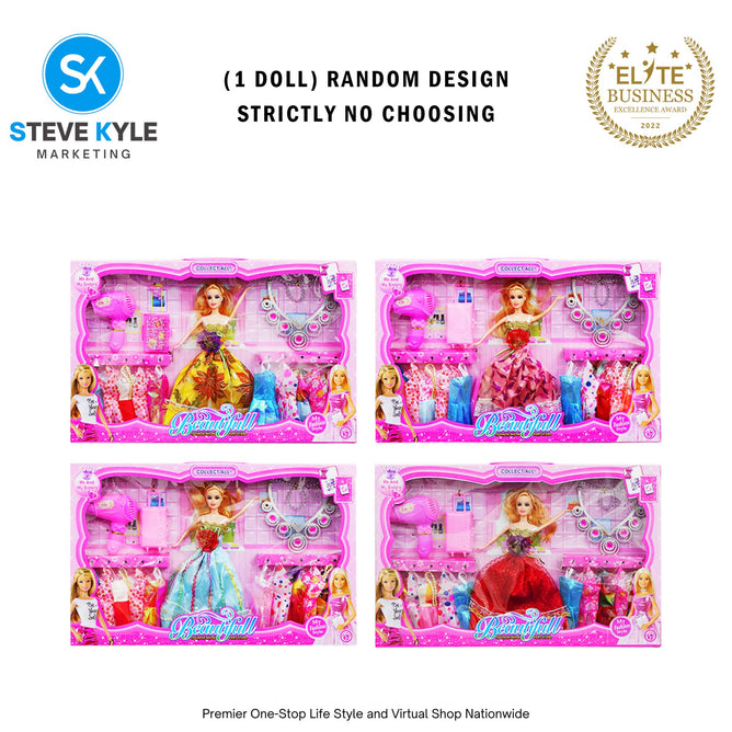 (1 BOX) Fashion Random Doll - with Dress - Rubber Doll - High Quality Toys For Girls