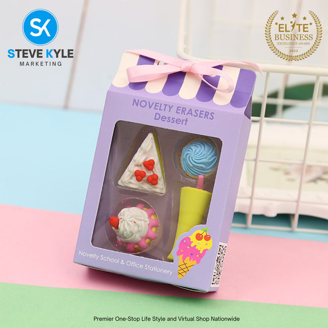 4PCS Novelty Erasers Colorful Cute Erasers For Kids Stationery School Supplies