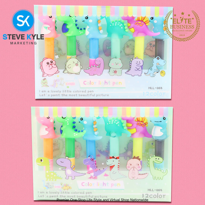 Random Color Light Pens Set of 6 (12 Diff Colors) Stationery Creative Best Gift for Kids