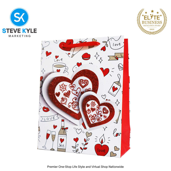 Valentines Day Gift Bag Love Bear - Floral Design Couple Gift Packaging Bag Paper Bag