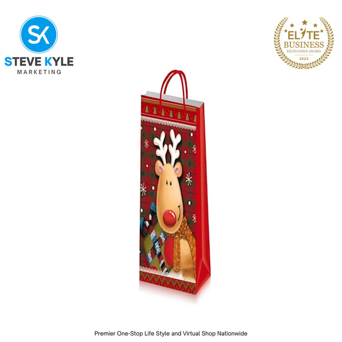 Steve Kyle Rectangular Christmas Wine Gift Bags Hard Paper Flat Tote Bag Decorative Promotions Celebration