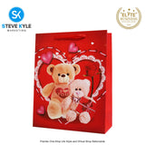 Valentines Day Gift Bag Love Bear - Floral Design Couple Gift Packaging Bag Paper Bag