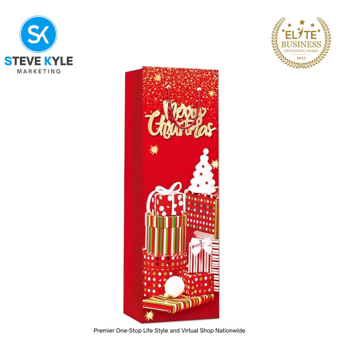 Steve Kyle Rectangular Christmas Wine Gift Bags Hard Paper Flat Tote Bag Decorative Promotions Celebration