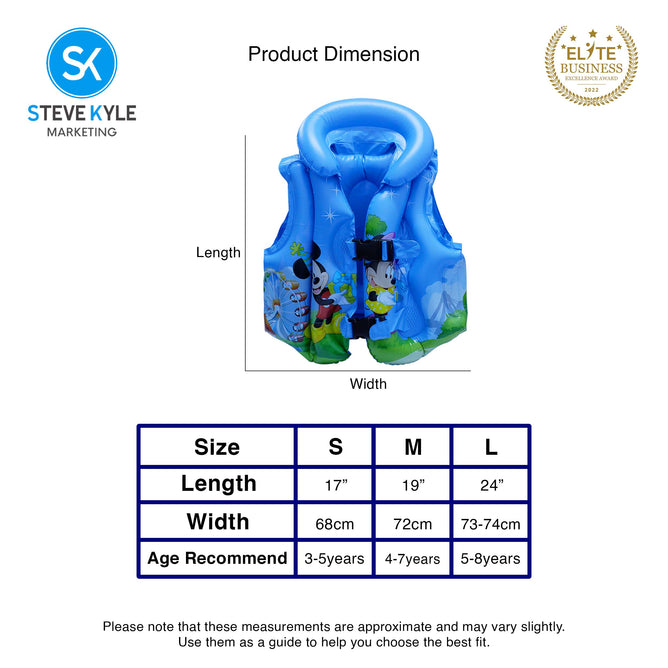 Steve Kyle Inflatable Swim Vest Life Jacket Cartoon Character Prints For Outdoor Water Fun